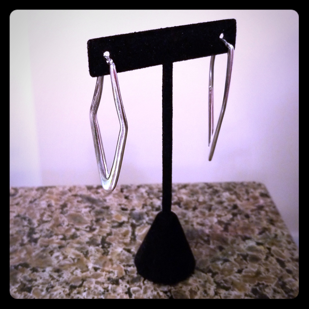 Italian Silver Twisted Oval Hoop Earrings